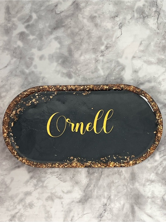 Ornell Other - Personalized Black Resin Tray with Gold Accent - 'Ornell'